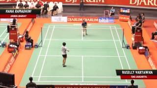 Rusely Hartawan (DKI Jakarta) VS Hana Ramadhini (Jawa Barat) Djarum Kejurnas PBSI 2012