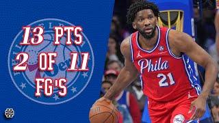 Joel Embiid 13 pts 2 of 11 fgs vs Knicks 24/25 season