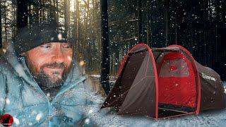 Everything is Frozen - Snow, Cold & Wind Camping in HUGE Tunnel Tent