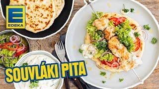 Souvláki Pita | Griechisches Pita Brot mit Joghurt Dip