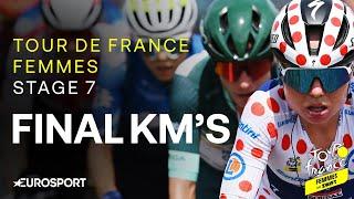 EMOTIONAL SCENES AT END!  | Tour de France Femmes Stage 7 Final Kilometres | Eurosport Cycling