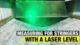 Using a LASER LEVEL to MEASURE for STRINGERS| Pacemaker 20ft | Full BOAT RESTORATION V2 - Part 13