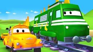 Tom The Tow Truck's Paint Shop: Troy is a Trainosaur | Truck cartoons for kids