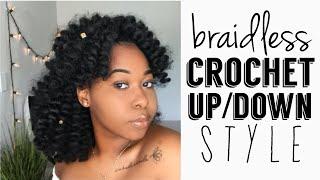 How To: Braidless Crochet Half Up Half Down Style | Easy Protective Style | Kinzey Rae
