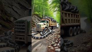 Evolution from a Dump Truck Surrounded by Snakes to a Rusty Truck on the Edge of a Ravine