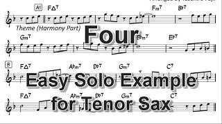 Four (By Miles Davis) - Easy Solo Example for Tenor Sax