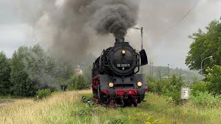 Spektakel mit einem Holzzug in Thüringen. 50 3616 & 107 018!