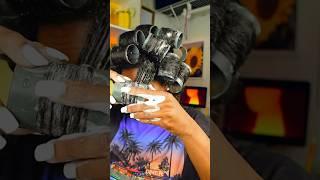 How to do jumbo rollers on natural hair. #rollerset #heatlesshairstyles #curlyhairstyles #curls