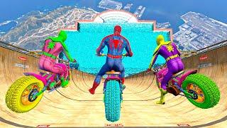 Team Spiderman vs Longest Ramp in GTA 5   Jumping from Highest in GTA 5  Spiderman Gameplay37