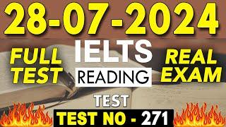 IELTS Reading Test 2024 with Answers | 28.07.2024 | Test No - 271