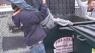 Throwing a Kid in a Dumpster (Prank)