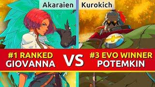 GGST ▰ Akaraien (#1 Ranked Giovanna) vs Kurokich (#3 EVO Winner Potemkin). Guilty Gear Strive