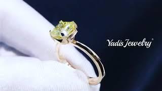 1.0 CTW Yadis Jewelry Cushion Crushed Ice cut Yellow Moissanite Engagement Wedding Ring in 14K Gold