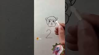 3 and 2 drawing monkey stip by stip drawing