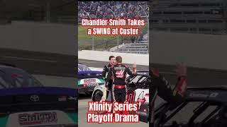 Chandler Smith confronts Cole Custer after the #XfinitySeries #Martinsville Playoff Race! #Nascar