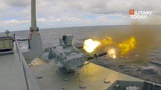 Russian Frigate Admiral Gorshkov Carried out Artillery Firing in the Atlantic Ocean