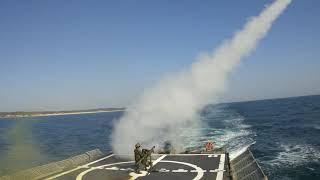 Mistral MANPAD launch from a Spanish Navy warship