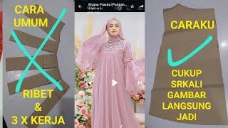 PECAH POLA GAK PAKE RIBET || pola gamis potong dada