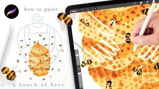 How to paint a cute beehive in Procreate  EASY Procreate tips and tricks for beginners