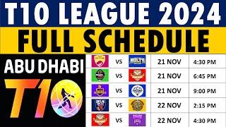 Abu Dhabi T10 League 2024 Schedule | T10 League schedule | T10 2024 Schedule