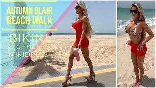 Autumn Blair at the BEACH  - Let’s pick a spot on the beach High Heels Mini Dress and Camo BIKINI!