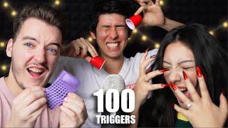 ASMR | 100 TRIGGERS IN 15 MINUTES (with friends)