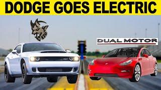 1/4 Mile Drag Race | Dodge Challenger Hellcat Demon 170 vs Tesla Model 3 Performance