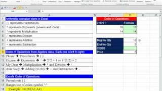 Office 2010 Class #22: Excel Formulas: Math Operators and Order Of Operations