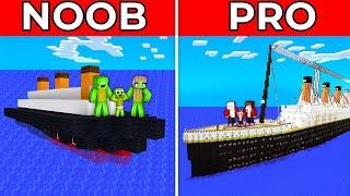 JJ and Mikey FAMILY Build TITANIC : NOOB vs PRO Battle in Minecraft Maizen! in Minecraft Maizen!