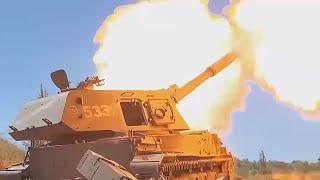 The work of self-propelled guns "Msta-S" and "Acacia-M" in Ukraine