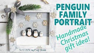  Adorable Pebble Penguin Family Portrait Craft  Handmade Christmas Gift Idea