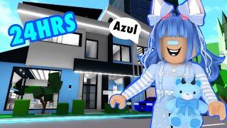 24HRS VIVIENDO EN UN MUNDO AZUL EN BROOKHAVEN /Roblox