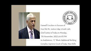 CJI UU Lalits' Farewell Function- Live From Supreme Court [COURTESY:SCBA]