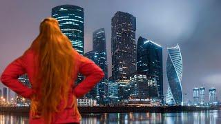 What is ASMR Vera Nails doing in Moscow City at night & Long Nails