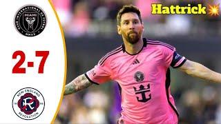 Messi Hattrick 4 Goals in 6 minutes ️Inter Miami vs New England 7/2 - Highlights & All Goals 2024