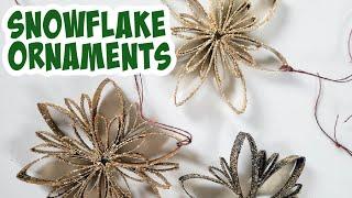 Snowflake Ornaments from Toilet Paper Rolls