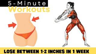 LOSE BETWEEN 1-2 INCHES IN 1 WEEK  5 Minute STANDING Workouts - Version 2