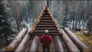 A Man Built Amazing Log House A-frame Style | Start to Finish |  @bushcraftua1 ​