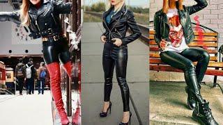 Latex leather biker dresses for women & girls #leatheroutfits #leather #outfits