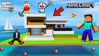 Shinchan and Franklin Minecraft Modern House Build Challenge in GTA 5