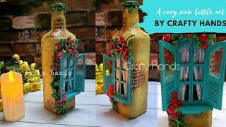 Beautiful bottle decoration idea | unique bottle art idea | bottle craft | crafty hands