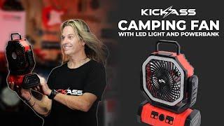 The 12V Camping Fan from KickAss – with LED light and Power Bank