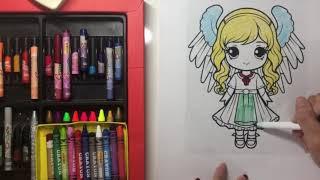 Coloring a picture of an anime angel girl