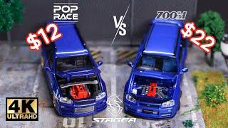 Pop Race vs Zoom 1:64 - Nissan GT-R R34 Stagea Bayside Blue l Cinema Shot 4K