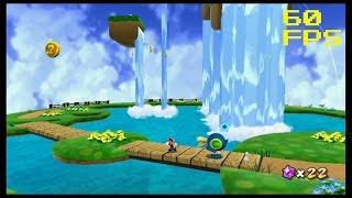 35. [60 FPS] Wall Jumping up Waterfalls - Beach Bowl Galaxy - Super Mario Galaxy