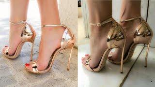 Summer women sandals Gold Rhinestone stilleto high heels sandals 2021-2022