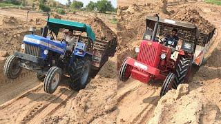 Sonalika 750 vs Mahindra 575 Di tractor special edition full loaded trolley video | Raju ki Masti