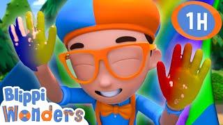 Blippi Learns To Paint a Rainbow Blippi Wonders | Learning | Cartoons For Kids | After School Club