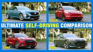 (Almost) Self-Driving Car Comparison Test: Tesla vs. BMW vs. Ford vs. GM | Hands-Free Driving Test