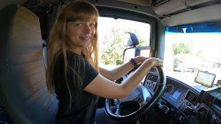 The daily routine of a young female truck driver